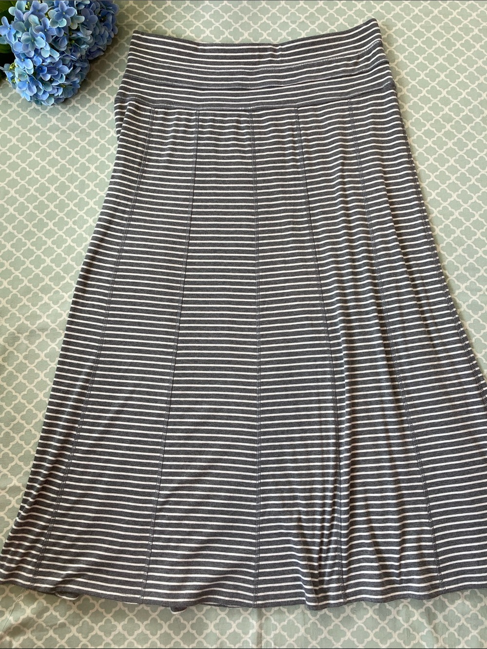 Cato Gray White Stripe Maxi Skirt XL